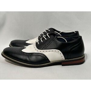 Enzo Romeo Wingtip Black White Perforated Spectator Shoes Mens Sz 12
